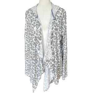 JACLYN INTIMATES Gray Leopard Hooded Sweater